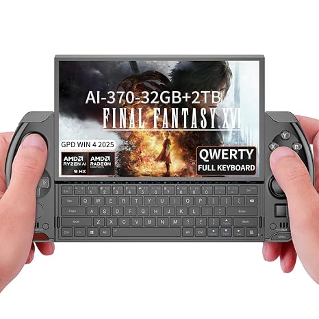 LANRUO GPD Win 4 2025 [AMD AI 370-32GB2TB] 6 Inches Mini Handheld Win 11 PC Video Game Console Gameplayer 1920X1080 Touchscreen Laptop Tablet PC Black