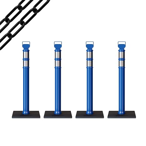 Trafford Industrial 4-Pack 45" Delineator Post Kit, 10 Lb Rubber Base