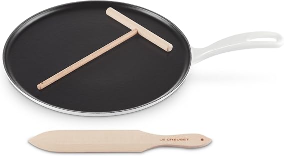 Le Creuset Enameled Cast Iron Traditional Round Crepe Pan, 10.25", White