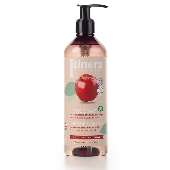 Itinera Protective Liquid Soap with Apple from Trentino Alto Adige (12.51 fl oz) - with Aloe vera and Glycerine - Vegan Friendly - 95% Natural Origin Ingredients