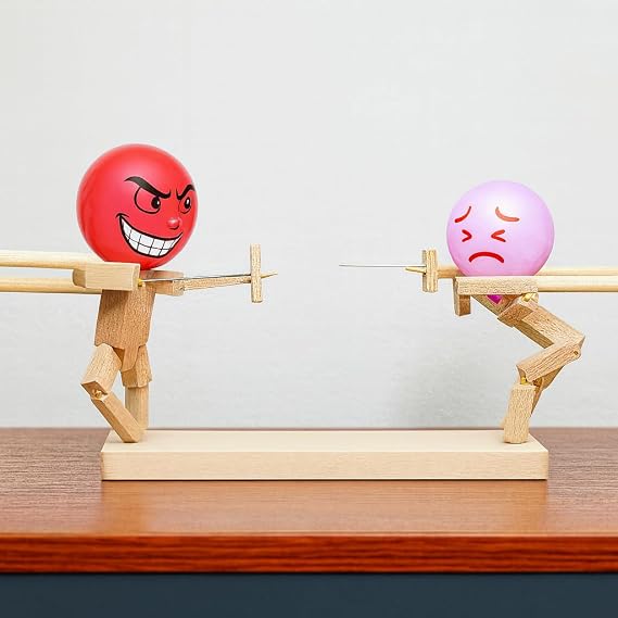 Balloon Bamboo Man Battle, Handmade Wooden Fencing Puppet, Wooden Battlebot Arena, Boys Battlebot 8-12 1 Piece