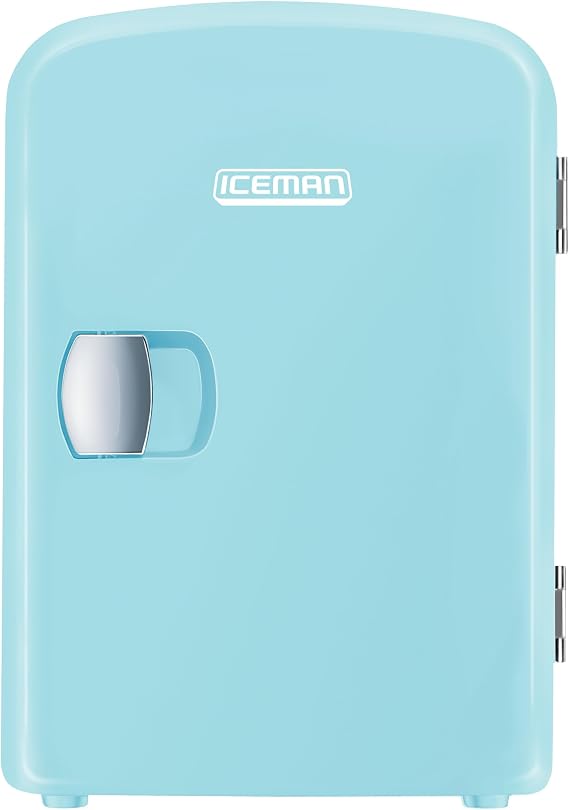 Chefman - Iceman Mini Portable Blue Personal Fridge Cools Or Heats & Provides Compact Storage For Skincare, Snacks, Or 6 12oz Cans W/ A Lightweight 4-liter Capacity To Take On The Go