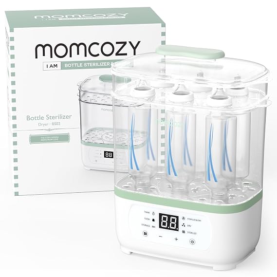 Momcozy Bottle Sterilizer and Dryer, 8-in-1 Electric Steam Baby Bottle Sterilizer for Baby Bottles, Baby stuffs & Breast Pump Accessories | 8-Bottles Capacity, for Baby food, Pump Parts & Baby Essentials, Multi-Function Sterilizer and Dryer for Busy Parents