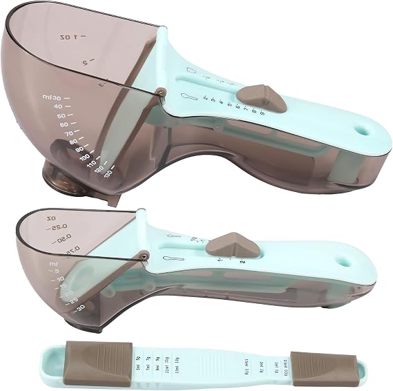 3Pcs Measuring Spoon Set Adjustable Baking Measuring Spoon with Scale Reusable Plastic Measuring Cup Multipurpose Measuring Tools Adjustable Measuring Cups and Spoons Set for Food, Coffee, Flour