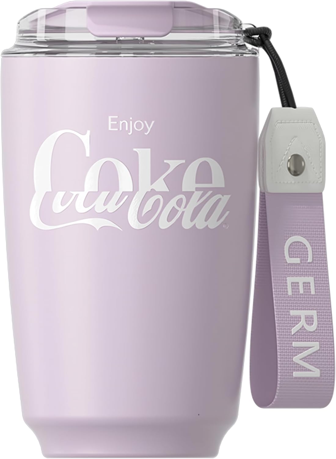 GERM Tumbler, 13.5 fl oz 400 ml, Mug, 316L Stainless Steel, Mocha Water Bottle, Coffee Cup, Hot and Cold Insulated, Vacuum Insulated, Lid Included, Direct Drinking, Stylish, Strap, Anti-Slip,