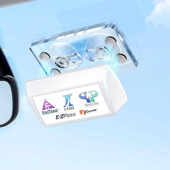 Magnetic EZ Pass Holder for Windshield EZPass Holder with Strong Suction Cup Mount & Ultra Secure Neodymium Magnets Universal Fit for EZ Pass Mini, IPass, SunPass & Most US Toll Tags