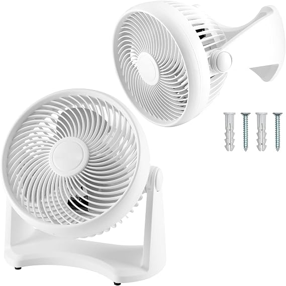 EOENVIVS Small Wall Fan 9 Inch Turbo 90 Degree Vertical Tilt Wall Mount with 3 Speed 25ft Distance, Cooling Fan for Bedroom Office Home Corner, Small Portable Fans Electric Room Table Fan