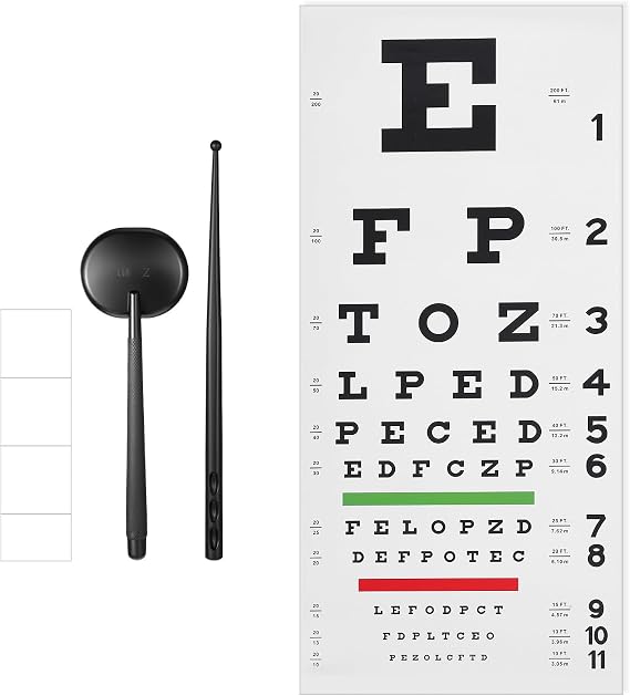 Snellen Eye Chart Wall Chart Eye Exam Charts for Eyes Exams with Fixing Sticker Eyes Occluder and Pointer for Doctor's Office School Home