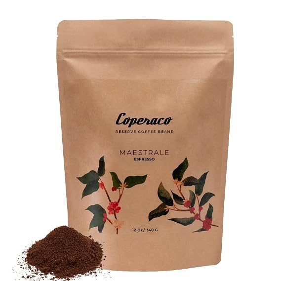 Coperaco Maestrale, Whole Coffee Beans, Medium Roast, Toasted Almond Nutty and Chocolate Notes, Long-Lasting finish, Perfect for Expresso, Gourmet, Artisanal, 100% Arabica, 12 oz