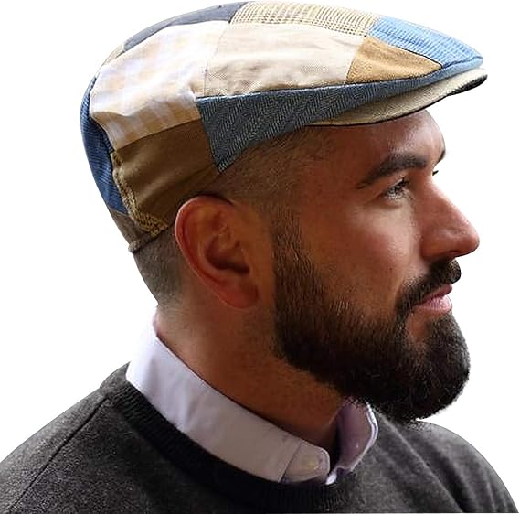 Irish Flat Cap for Men Driving Cap Made in Donegal, Ireland 100% Linen (Green/Grey/Brown/Rose, Large)