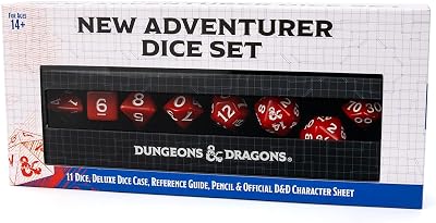 D&D New Adventure Dice Set Red Dice with Black Case