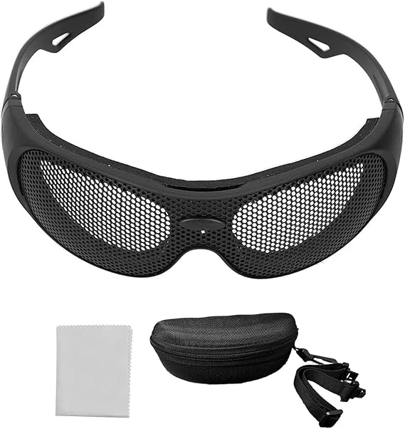 Wire Mesh Safety Glasses, Uv400 Solid Safety Goggles Breathable Shock Resistant Iron Mesh Patterned Wind Sand Impact Resistant Glasses Goggles for Military Cs Outdoor Game Fans Activity
