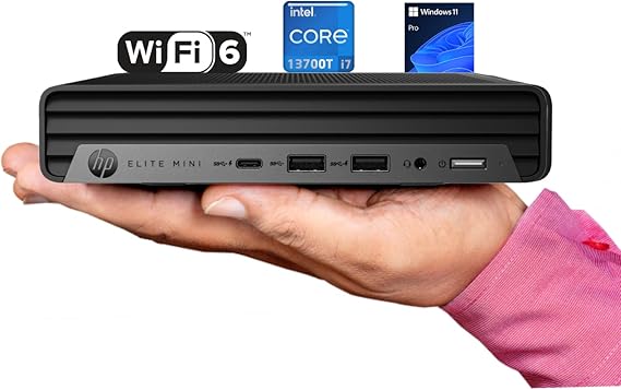 HP Elite Mini 600 G9 Business Desktop, 13th Gen Intel 16-Core i7-13700T, 64GB DDR5 RAM, 2TB PCIe SSD,RJ-45, Type-C, Triple 4K Supported, WiFi 6, Bluetooth, HDMI, KB and Mouse, Windows 11 Pro
