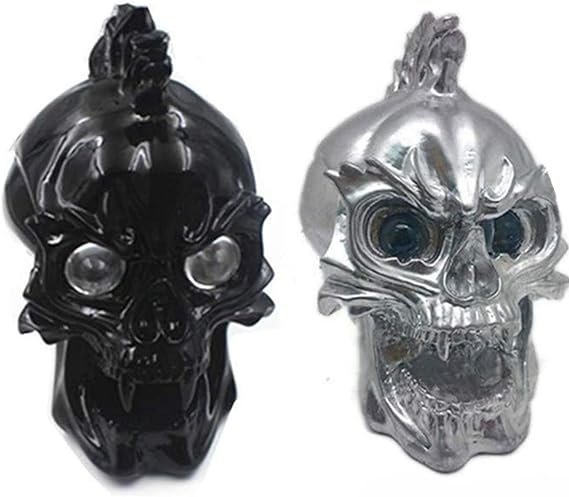 Motorcycle Skull Headlight Head Light Lamp LED Super Brightnes Universal Bike For Honda Harley Suzuki (Silver)