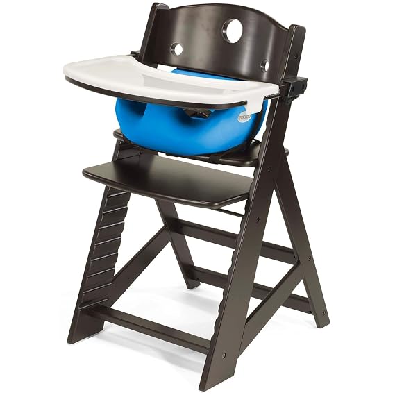 Keekaroo Height RightTM High Chair with Infant Insert & Tray, Espresso/Aqua (0051424KR-0001)