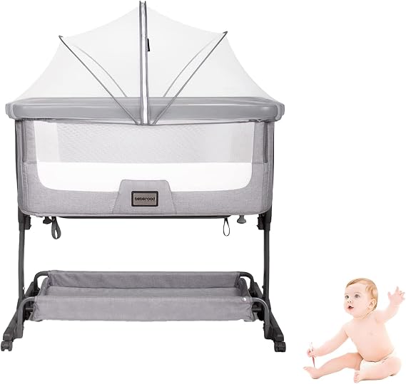 Foldable Mosquito Net for Bed, Portable Baby Cot Mosquito Netting White, Net Cover with Noiseless Zipper for beds, Easy Access Fits 55cm * 100cm Crib