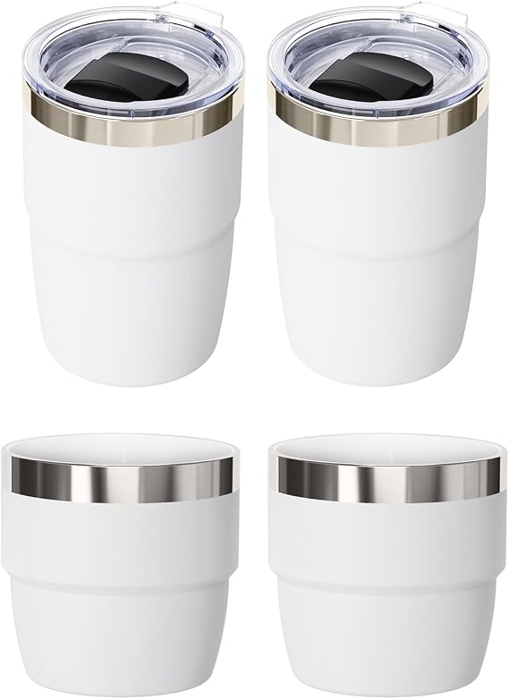 2 Pack 8 oz Espresso Cups with 2 Pack 4 oz Espresso Cups