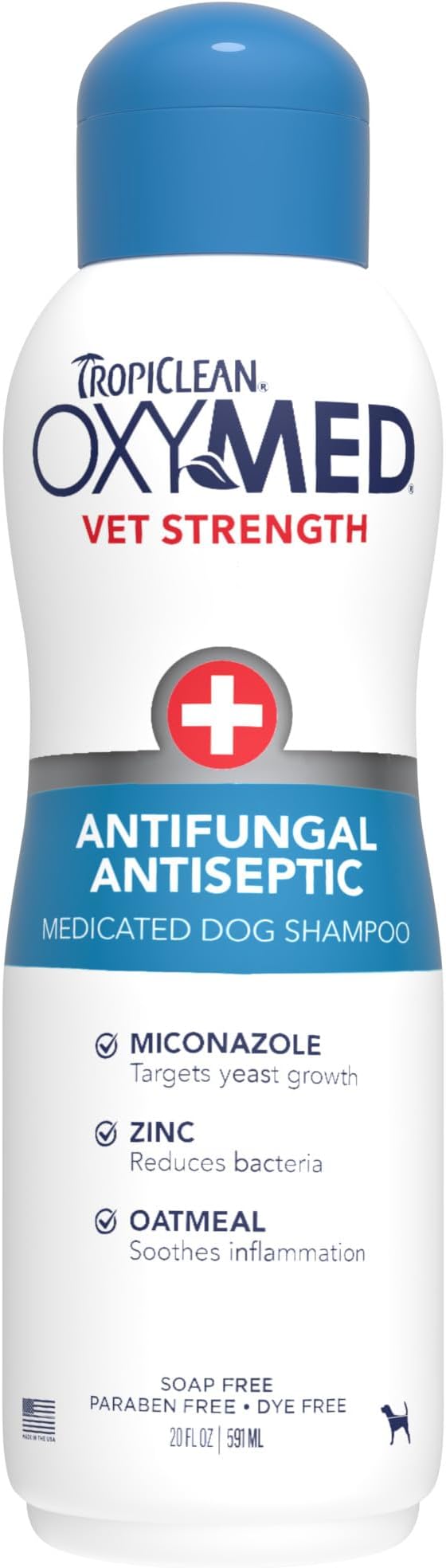 TropiClean OxyMed Medicated Antifungal and Antiseptic Dog Shampoo, 20oz