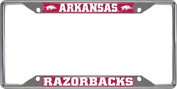 FANMATS NCAA University of Arkansas Razorbacks Chrome License Plate Frame , 6.25"x12.25"