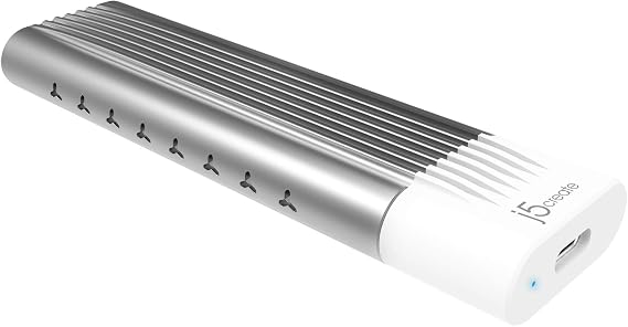 j5create USB-C to M.2 NVMe SSD Enclosure - SuperSpeed+10Gbps USB 3.1 Gen 2 | Type C [Thunderbolt 3 Compatible] to NVME PCIe M-Key Adapter-Supports 2230 2242 2260 2280 M.2 SSD-12 Cable Included (JEE256)