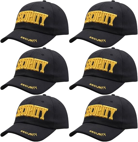 6Pcs Security Baseball Cap 3D Embroidered Adjustable Security Hat