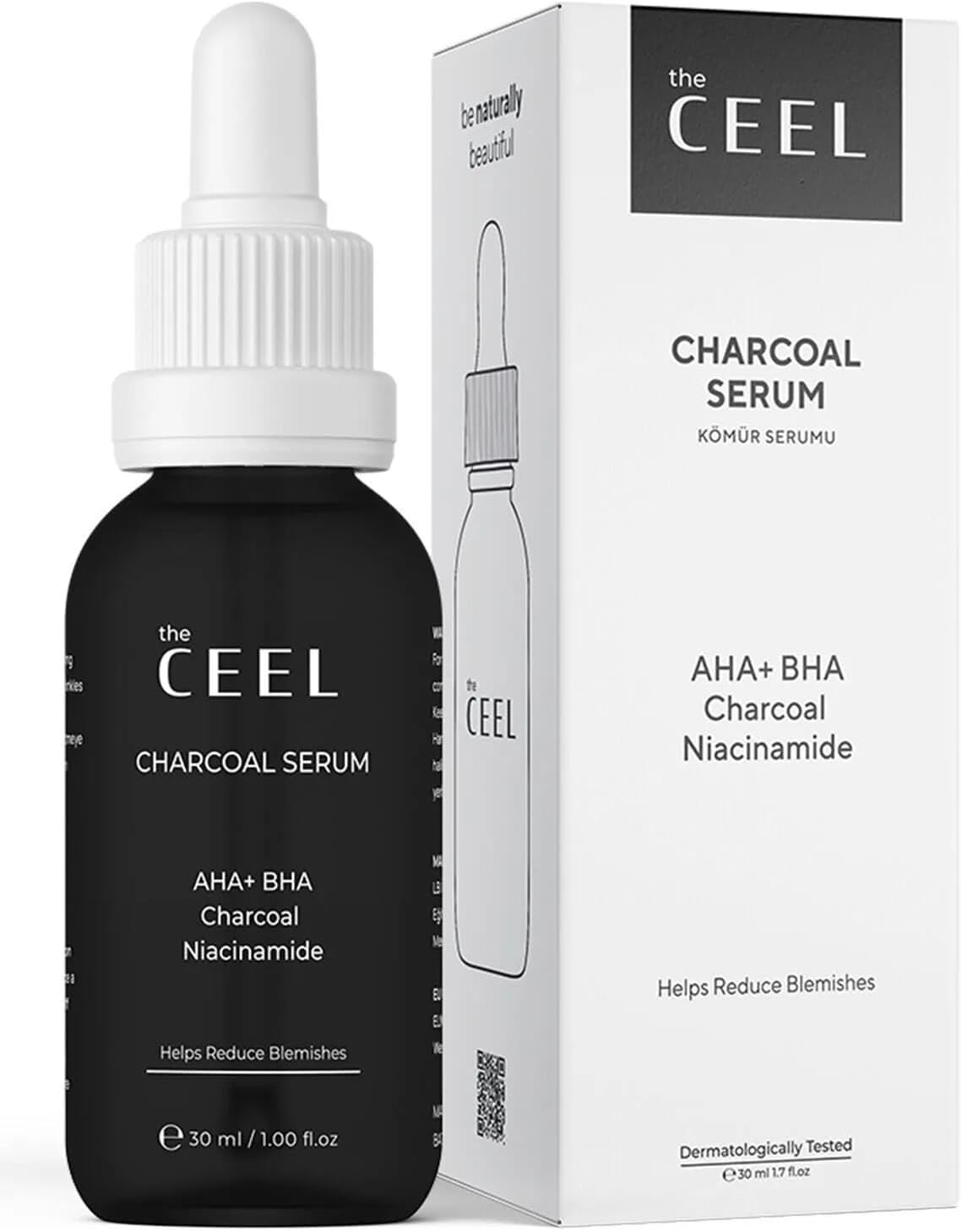 The Ceel Aha Bha Activated Charcoal Containing Skin Defect Reducing Niacinamide Effective Black Serum 30 Ml