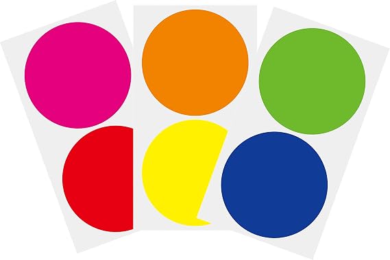 3 inch cirlce Stickers, 120pcs 6 Assorted Colors Coding Dot Labels in Red,Pink,Orange,Yellow,Green, Blue
