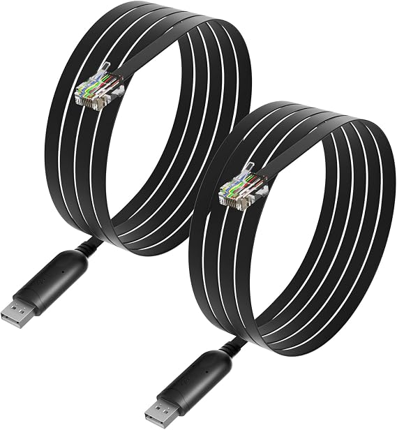 6.5ft USB to RJ12 Cable 6P4C RS232 Serial Cable with FTDI-FT232 Chip Adapter Cord for APC PDU UPS 940-0144 940-0144A (2)