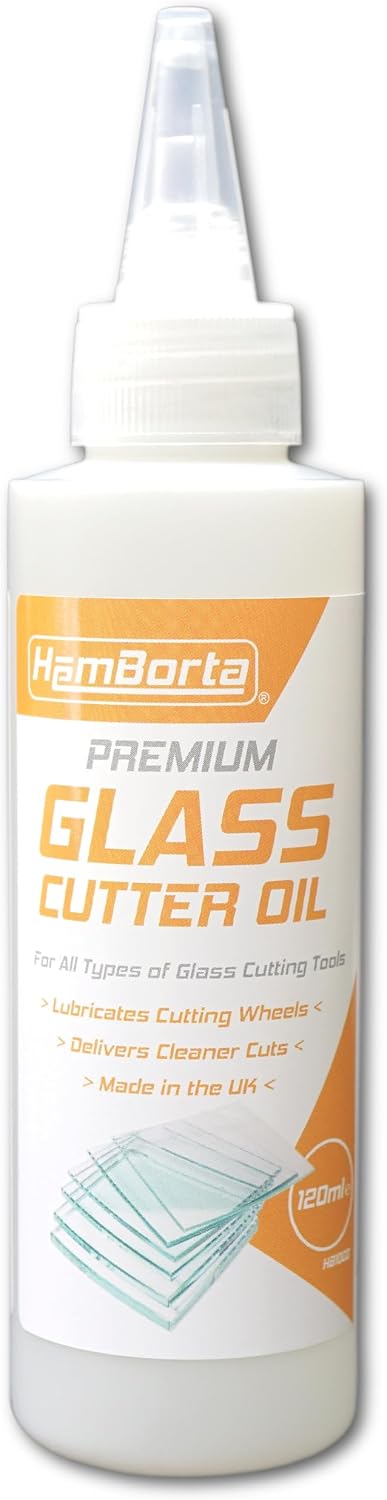 Glass Cutting Oil 120ml 4 Fl Oz - Professional Glass Cutter Oil for Glass Cutters & Bottle Cutter Lubricant, Use Glass Cutting Fluid on Glass Panes, Mirrors, Glass Tiles & Stained Glasses