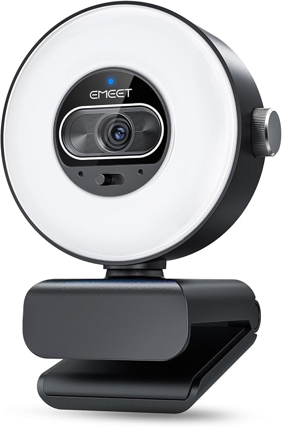 EMEET S600L 4K Webcam for Streaming with Ring Light, 1/2" Sensor, 0.2S PDAF