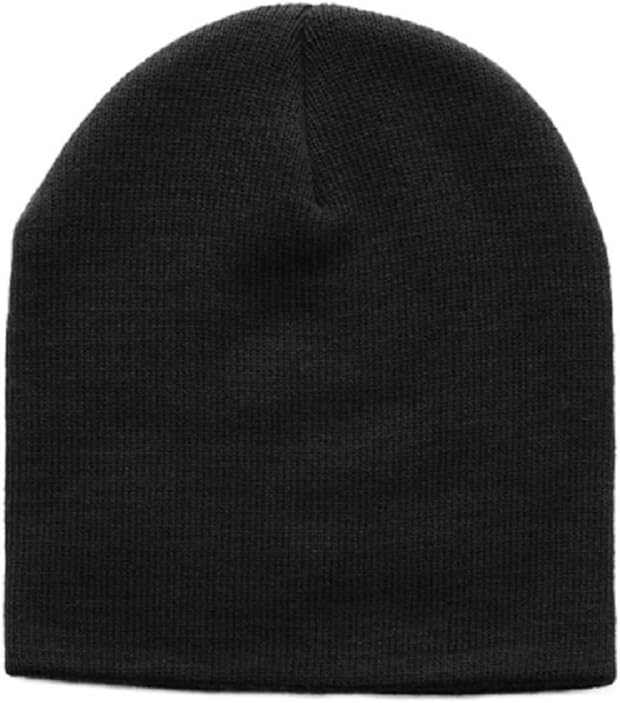 MG Plain Short Beanie Skull Cap Ski Skate Hat 8", Black