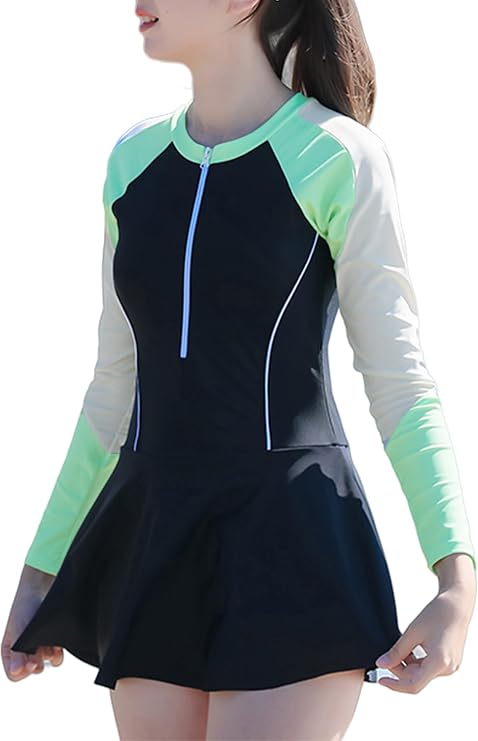 SEAUR Girls Rashguard Swimsuits Kids UPF 50+ UV Sun Protection Bathing Suits Zipper Sport Swimwear
