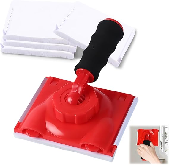 Paint Edge Trimmer Plus 4 Replace Pads, Paint Pad Applicator, Corner Walls and Ceilings Pad Painter, Edge Painting Tool with Painter's Pad Refills for Baseboards, Windows, Doors