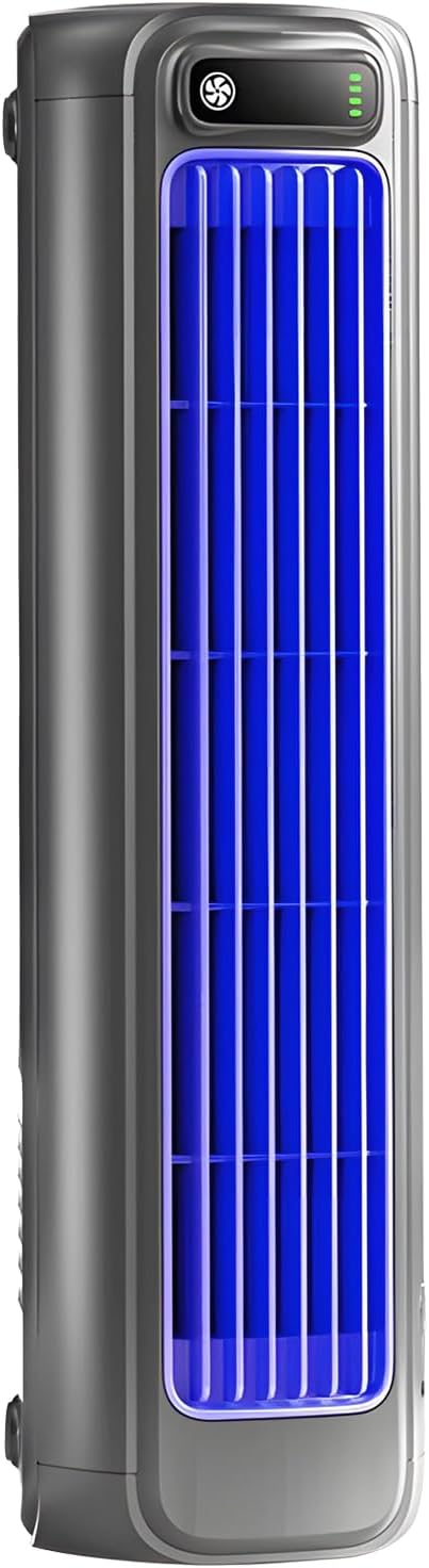 Wireless Charging Air Cooling Fan with 3D Turbo Cooling - 3 Speeds Portable Air Fan, Ultra-Quiet Air Circulator, USB Rechargeable Air Cooler for Kitchen Bedroom Office (GreyPlug-in)