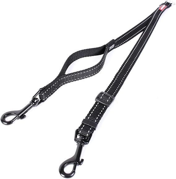 EzyDog Leash Soft Touch Coupler for Tangle Free Double Dog Walking - Black