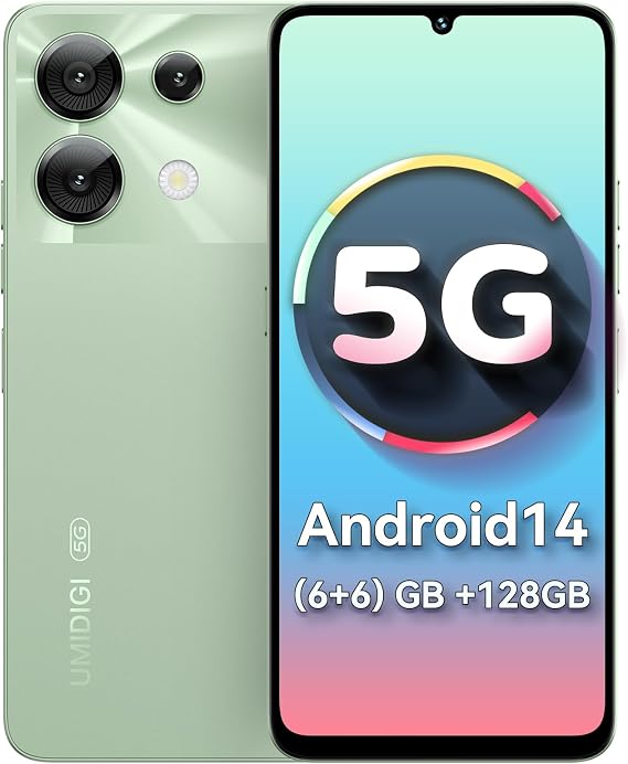 UMIDIGI G9 5G Unlocked Phones, Android 14 Cell Phone, 5G Dual SIM, 50MP Camera, 12(6+6) GB +128GB/1TB TF Expand, 6.75" HD+ 90Hz Display, AI Face & Fingerprint Unlock, 5000mAh Android Phone Green
