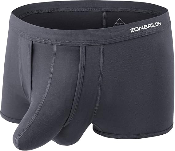 ZONBAILON Men's Dual Pouch Underwear Short Leg Bulge Boxer Briefs Separated Pouch Modal Trunks