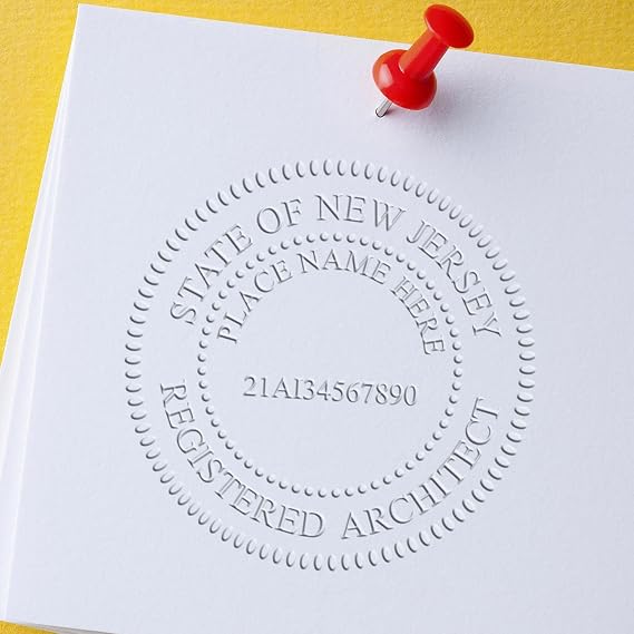 New Jersey Architect Seal Embosser, 1-1/2 in Blue Soft Grip Seal Press NJ