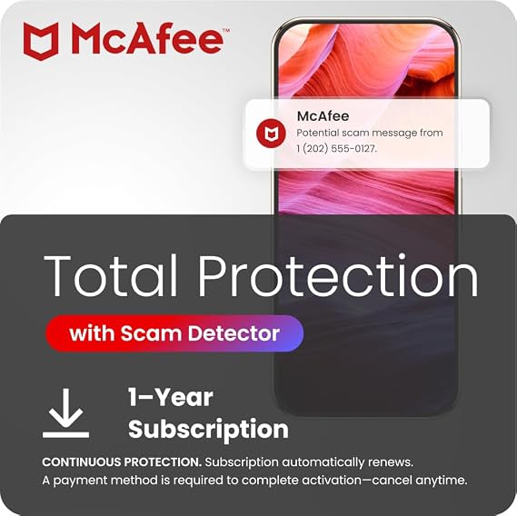 McAfee Total Protection, Text, Email, Video Scam Protection | Auto-Renews