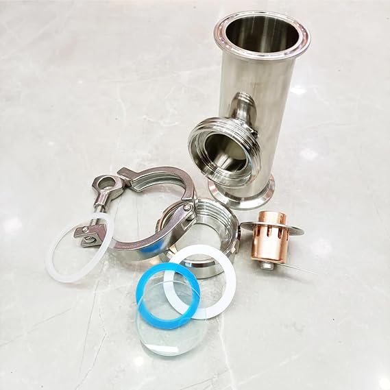 HOOLOO 2" Stainless Steel Distillation Column Kit,Moonshine Still Parts | Stainless Steel Sight Glass with Copper Bubble Plate Set