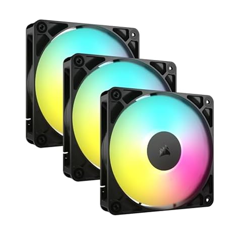 CORSAIR RS120 ARGB 120mm PWM Fans Daisy-Chain Connection Low-Noise Magnetic Dome Bearing Triple Pack Black