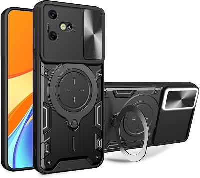 Compatible with Tecno Pova Neo 3 Case,with Slide Camera Lens Cover Compatible with Tecno Pova Neo 3 LH6n Case Black