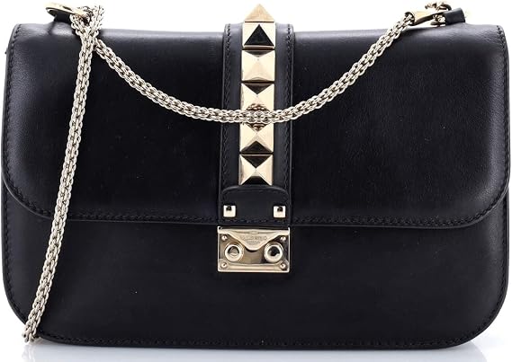 Pre-Loved Glam Lock Shoulder Bag Leather Medium, Black