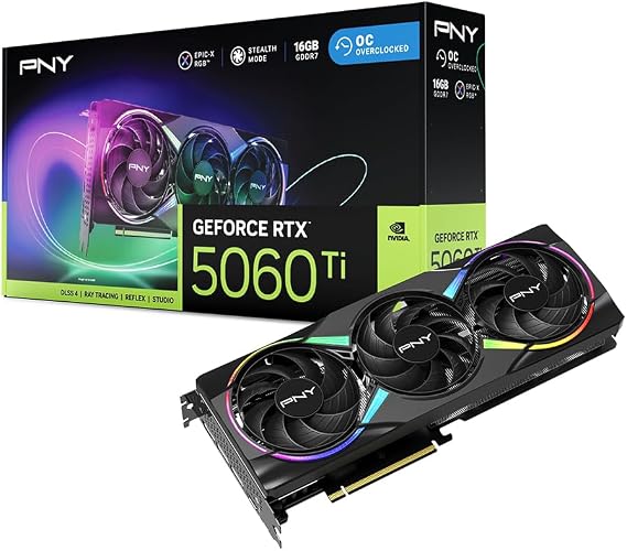 PNY GeForce RTX™ 5060 Ti 16GB ARGB OC Triple Fan Graphics Card DLSS 4