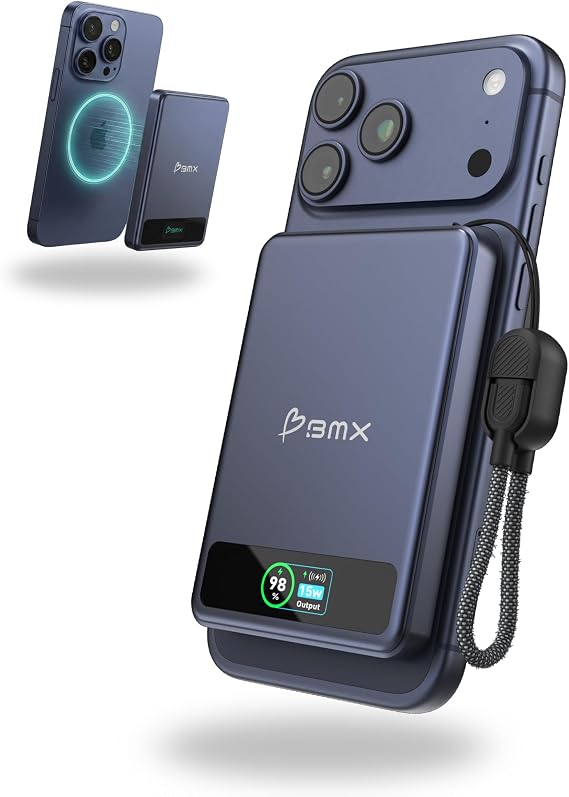 BMX 5K Semi-Solid Power Bank, 5000mAh Qi2 (Blue)