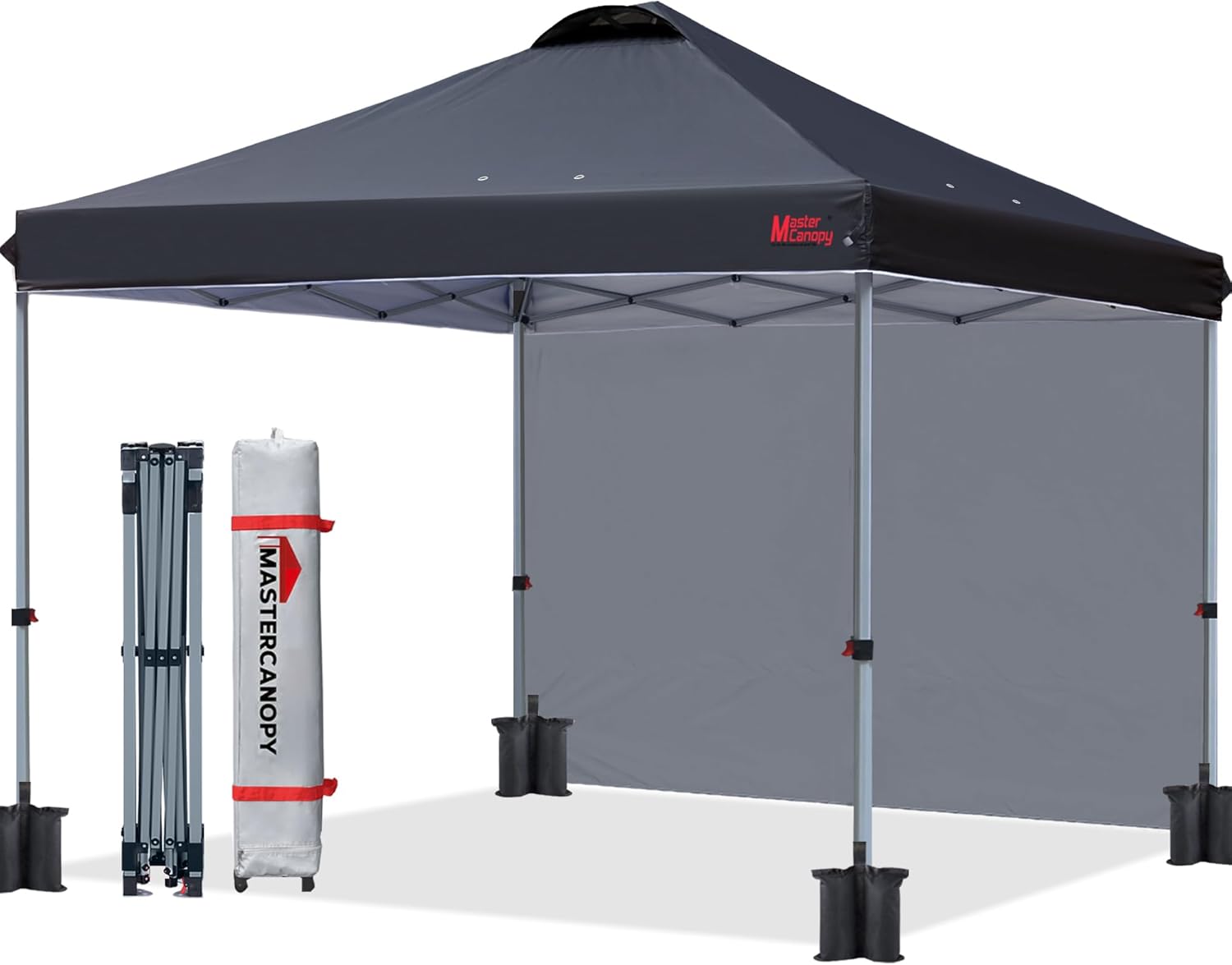 MASTERCANOPY One-Touch Tarp Tent, One Side Sheet Set, 6.6 ft 2 m  8.2 ft 2.5 m  9.8 ft 3 m Three-Stage Adjustable, Steel Frame, Wind Ventilation, Water Resistant, UV Protection, Sunshade