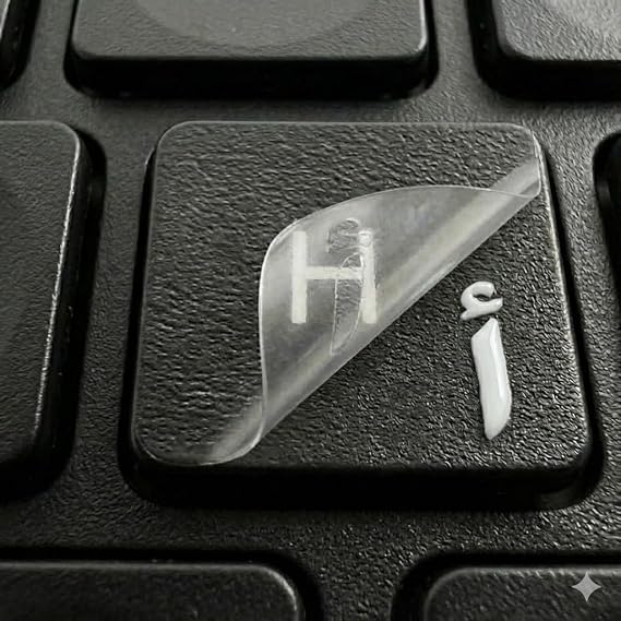 Arabic Keyboard Stickers 3D Transfer Lettering | No Residue, Transparent Design | Easy Application for Laptop & Desktop | Perfect for Arabic Typing Clean, Factory Look (White)