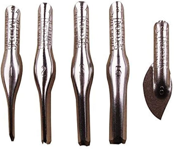 Speedball Linoleum Cutters - 5 Assorted Carving Printmaking Cutter Types, Made in the USA