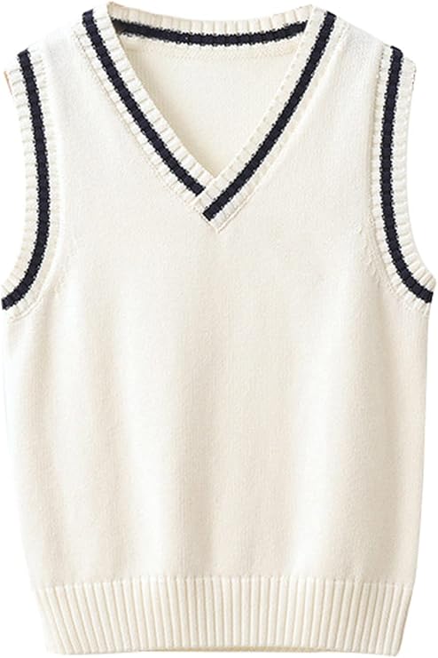 JiaYou Girls Boys Sweater Vest Unisex Cable Knit Cotton Uniform Vest