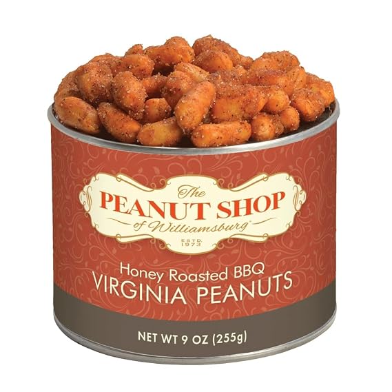 The Peanut Shop of Williamsburg - Honey Roasted Barbecue Peanuts - 9oz Tin